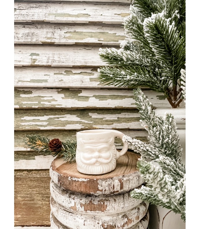 Vintage White Napco Mini Santa Mug - Holiday 